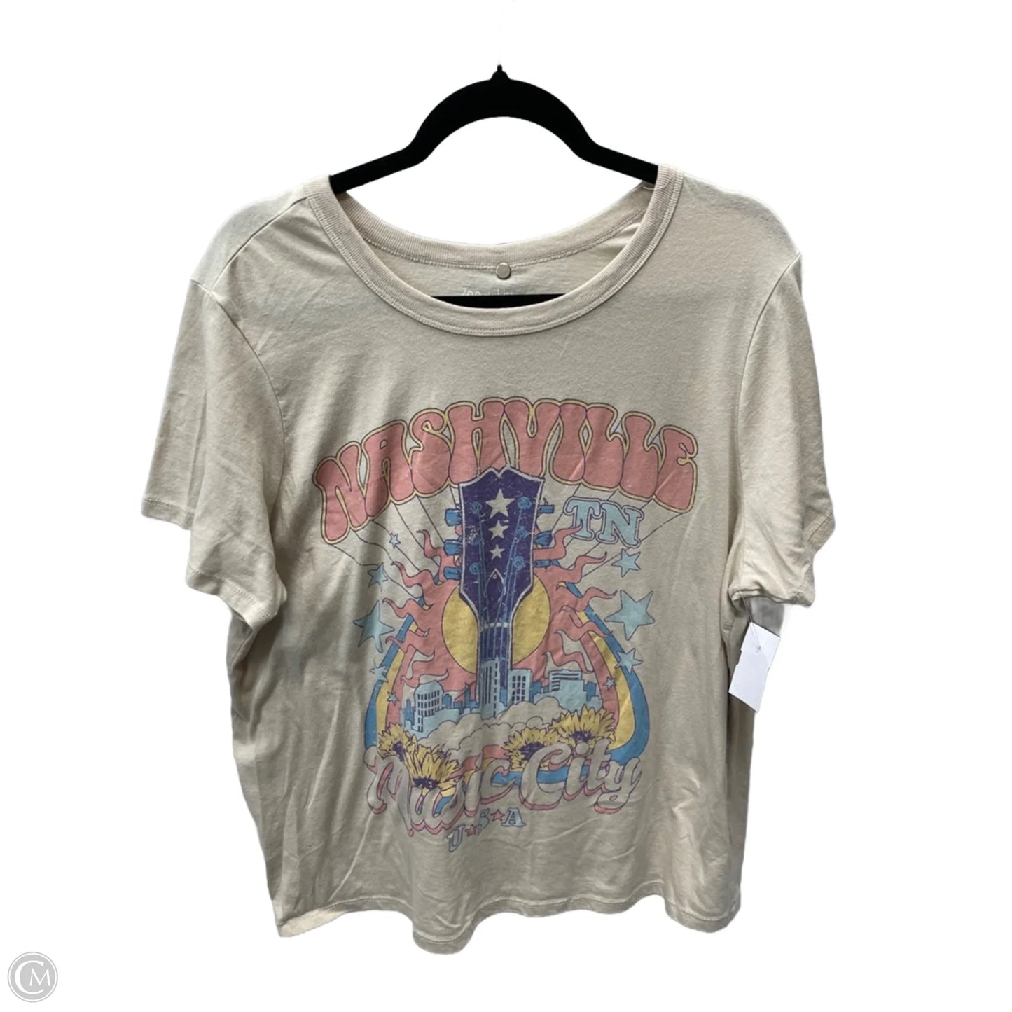 Top Short Sleeve By Zoe And Liv In Tan, Size: 2x