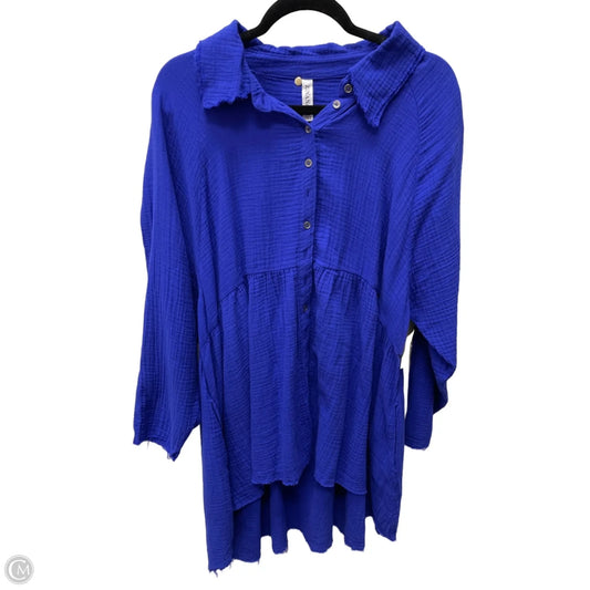 Tunic Long Sleeve By Zenana In Blue, Size: 3x