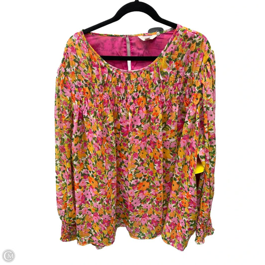 Top Long Sleeve By Terra & Sky In Floral Print, Size: 3x