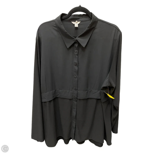 Top Long Sleeve By Cato In Black, Size: 4x