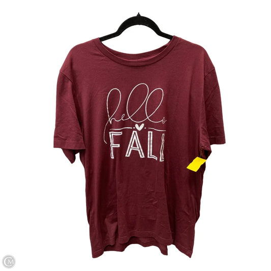 Top Short Sleeve By Bella + Canvas In Maroon, Size: 2x