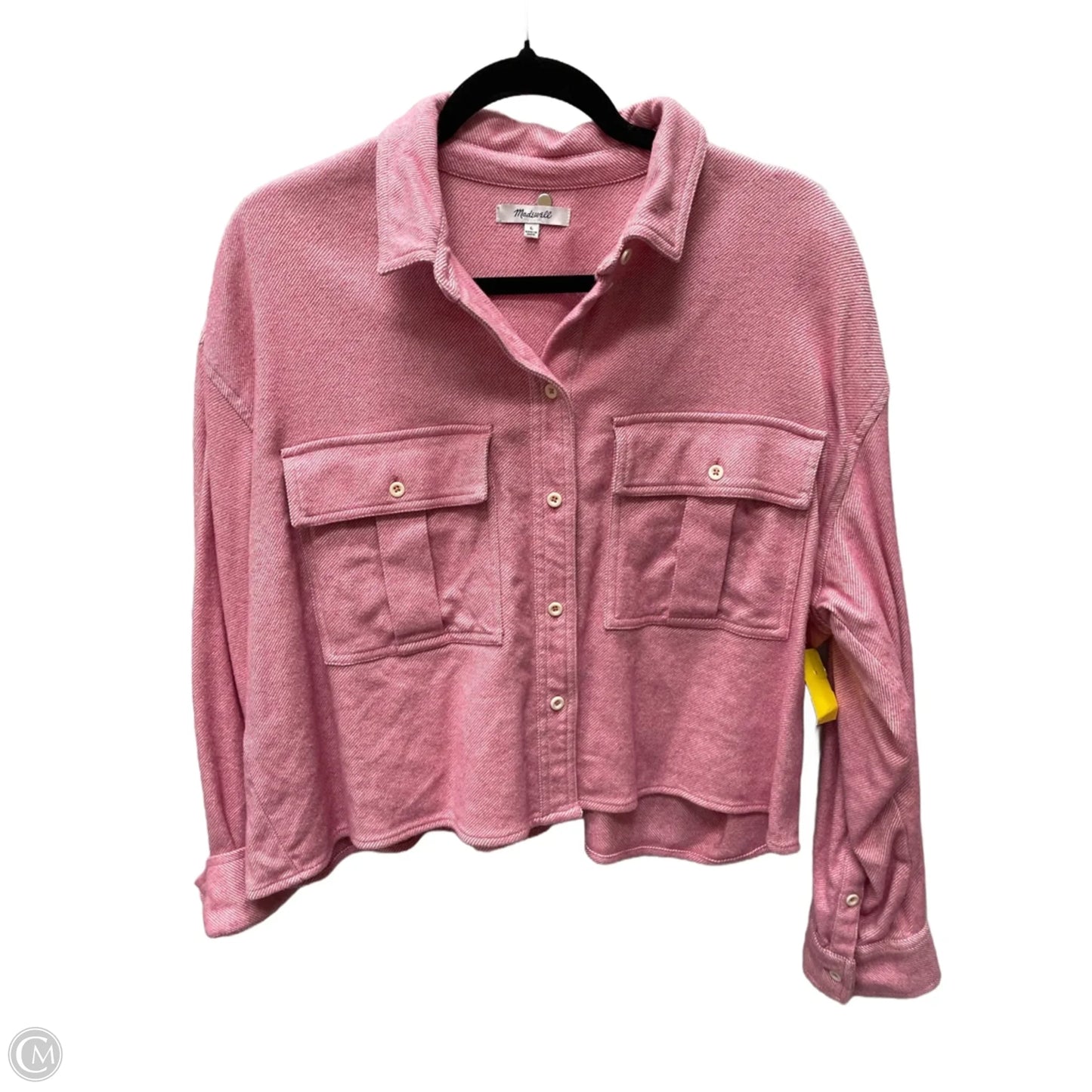 Top Long Sleeve By Madewell In Red Denim, Size: L