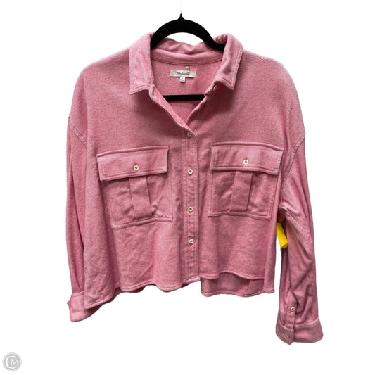Top Long Sleeve By Madewell In Red Denim, Size: L