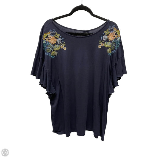Top Short Sleeve By Loft In Navy, Size: Xl