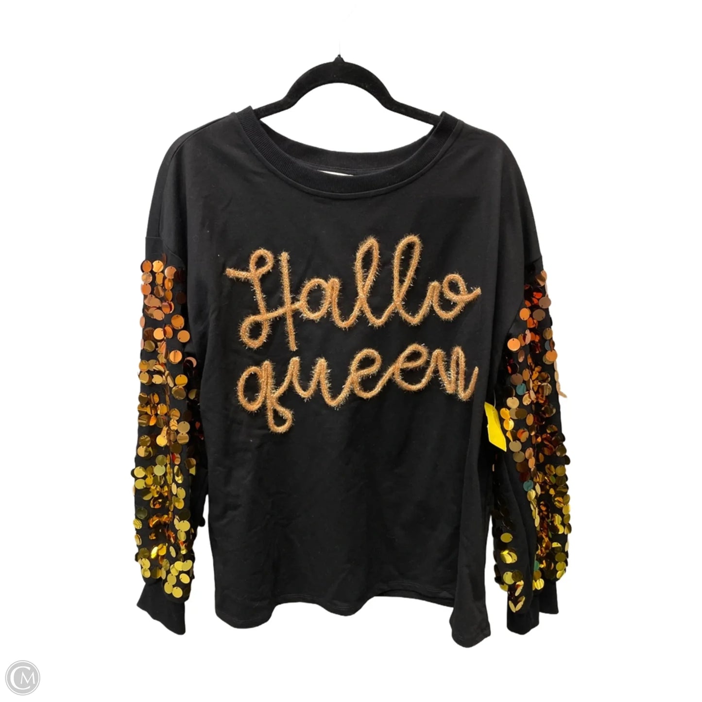 Sweatshirt Collar By Bibi In Black & Gold, Size: L