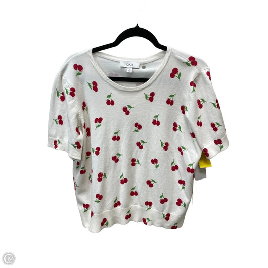 Sweater Short Sleeve By Cece In Cream & Red, Size: Xl