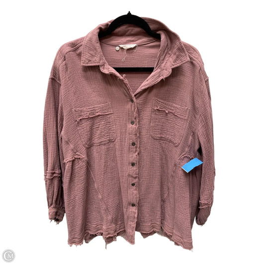Top Long Sleeve By Easel In Mauve, Size: M