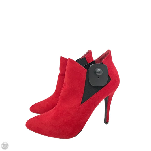 Boots Ankle Heels By Clothes Mentor In Red, Size: 7.5