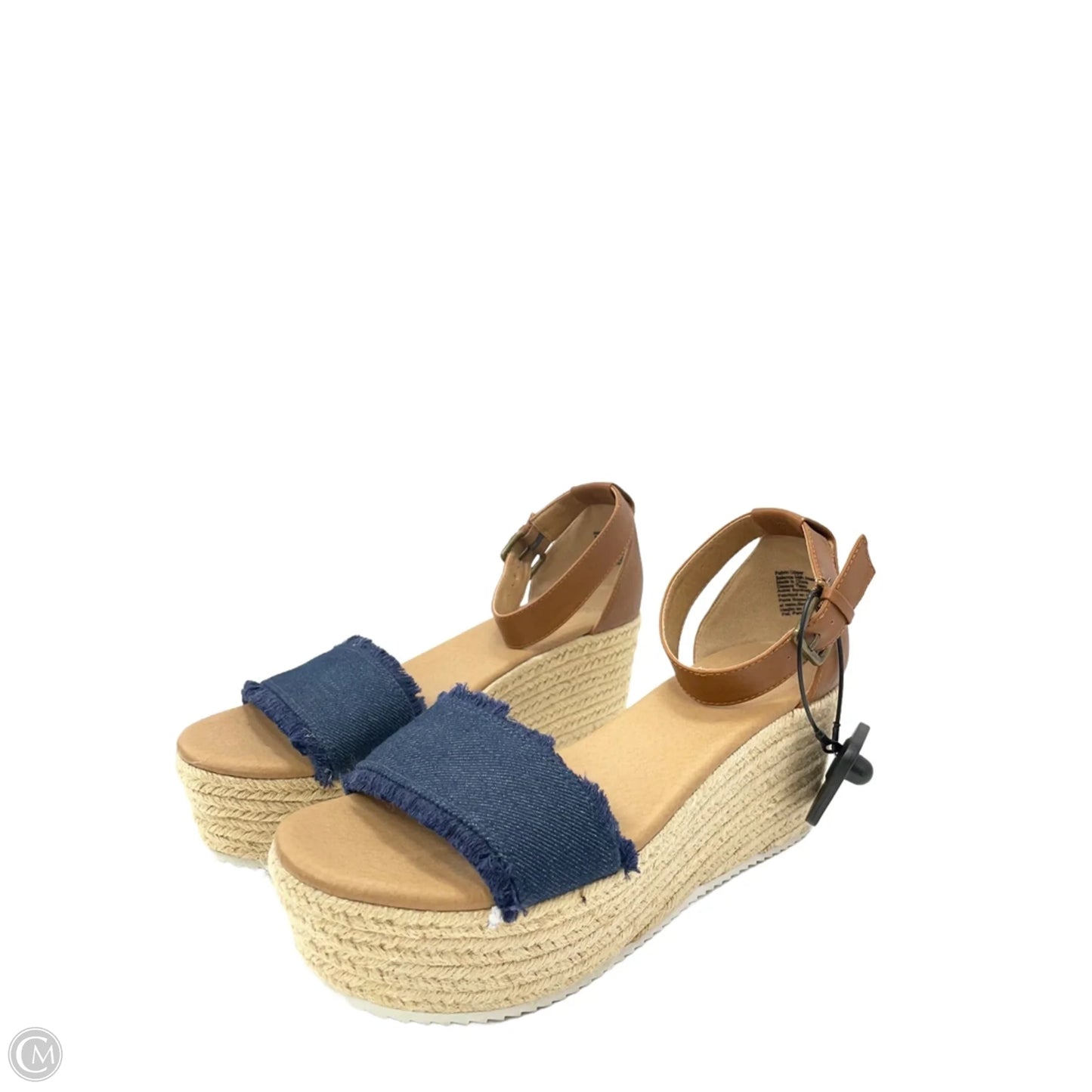 Sandals Heels Platform By Brash In Blue Denim, Size: 9.5