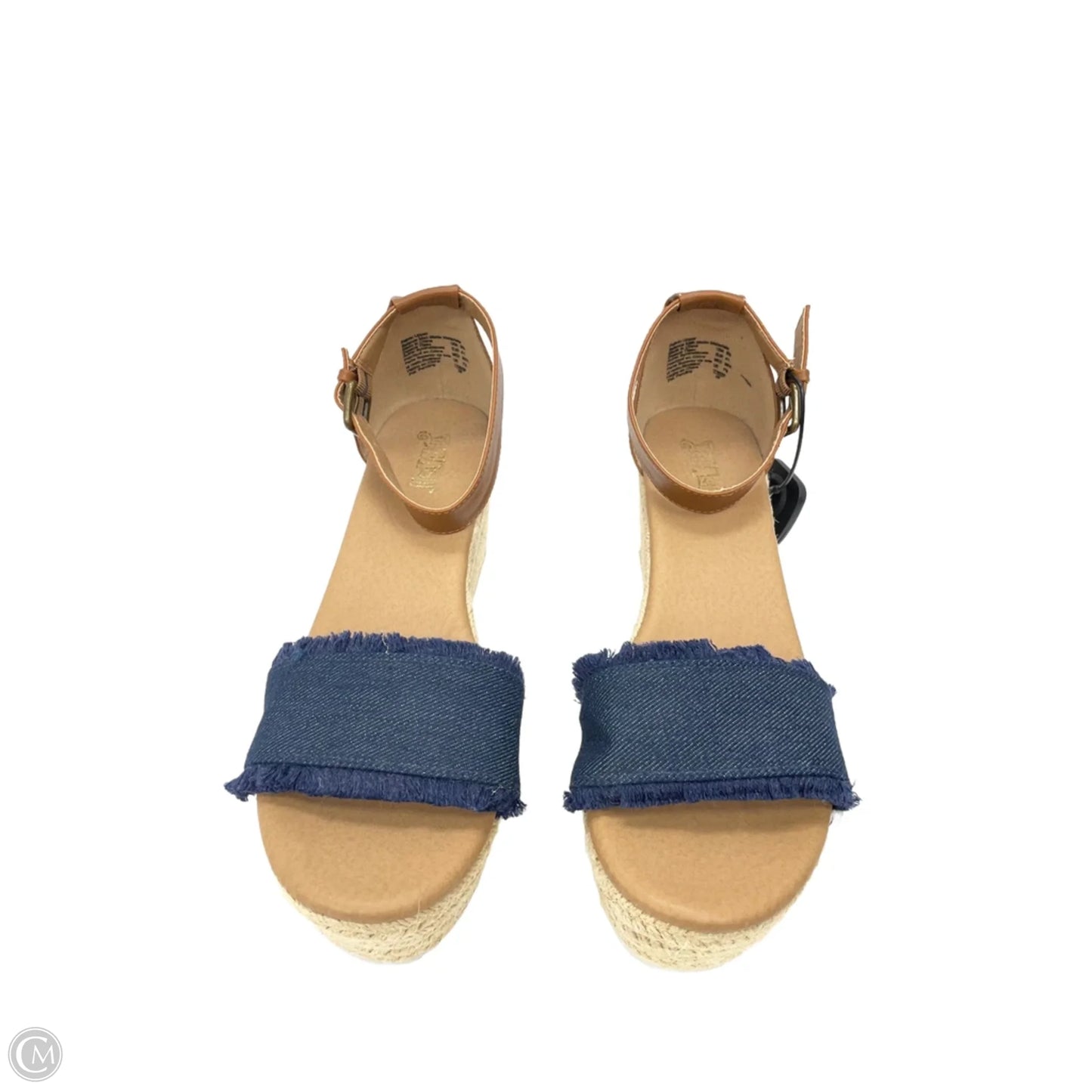 Sandals Heels Platform By Brash In Blue Denim, Size: 9.5