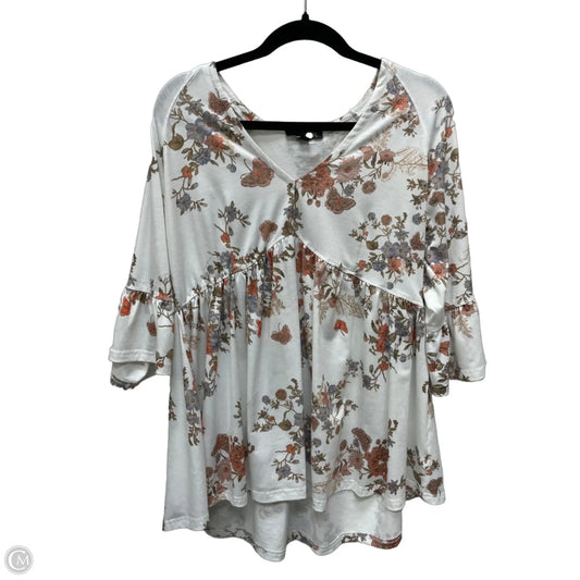 Top 3/4 Sleeve By Suzanne Betro In Floral Print, Size: 1x