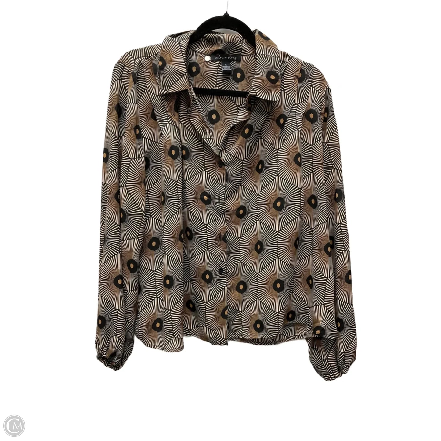 Top Long Sleeve By A Love Story In Geometric Pattern, Size: Xl