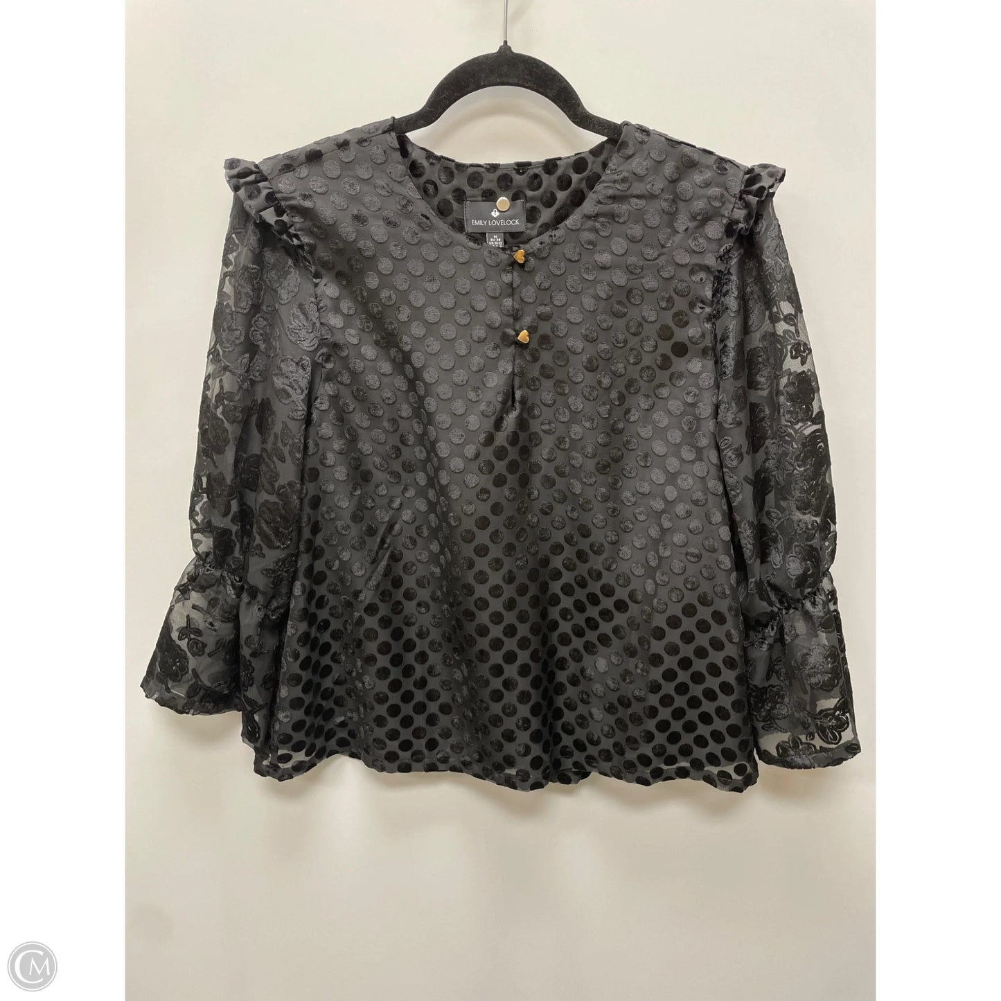 Top Long Sleeve By EMILY LOVELOCK In Polkadot Pattern, Size: M