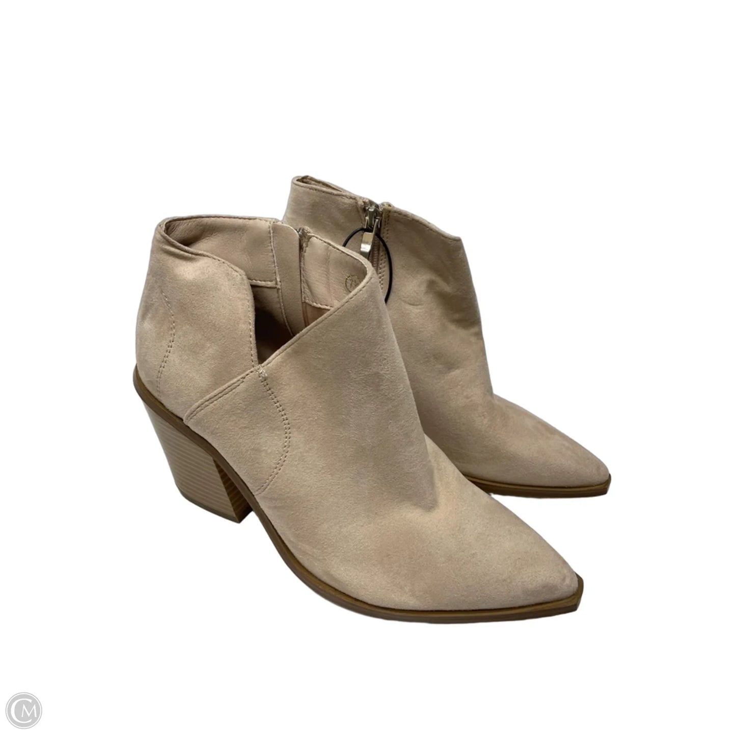 Boots Ankle Heels By Clothes Mentor In Beige, Size: 7.5