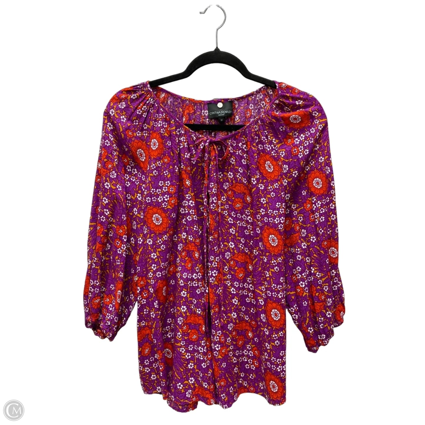 Top 3/4 Sleeve By Cynthia Rowley In Floral Print, Size: 1x