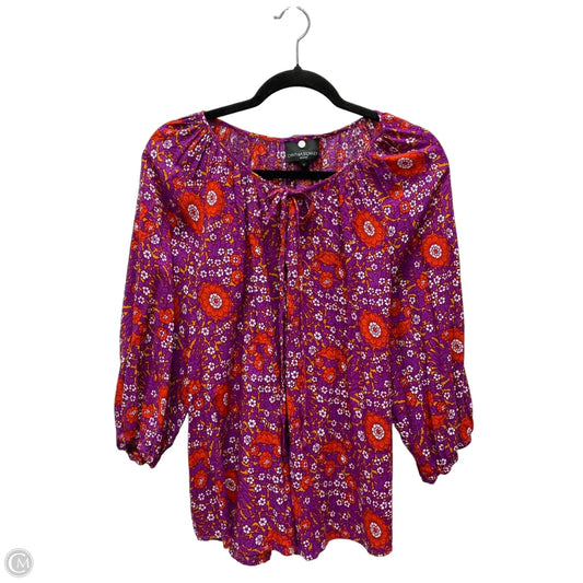Top 3/4 Sleeve By Cynthia Rowley In Floral Print, Size: 1x