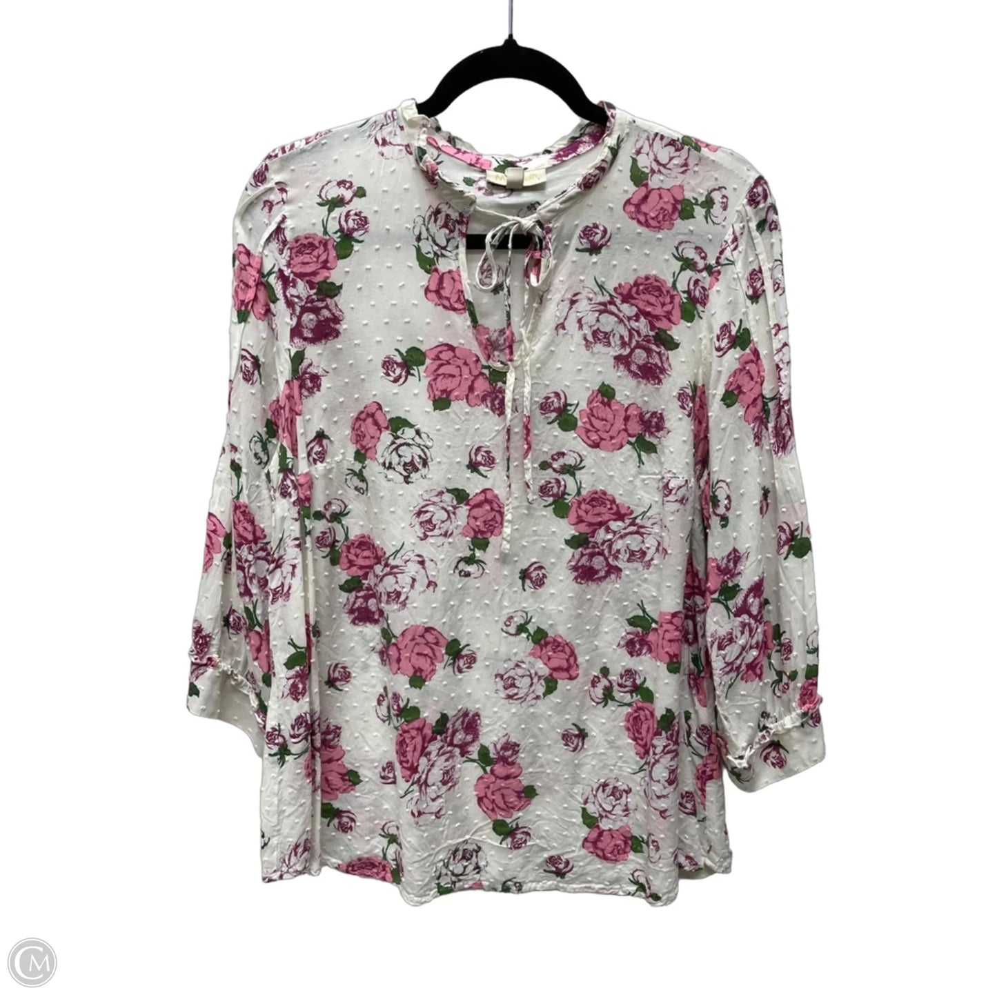 Top 3/4 Sleeve By Modcloth In Floral Print, Size: 1x