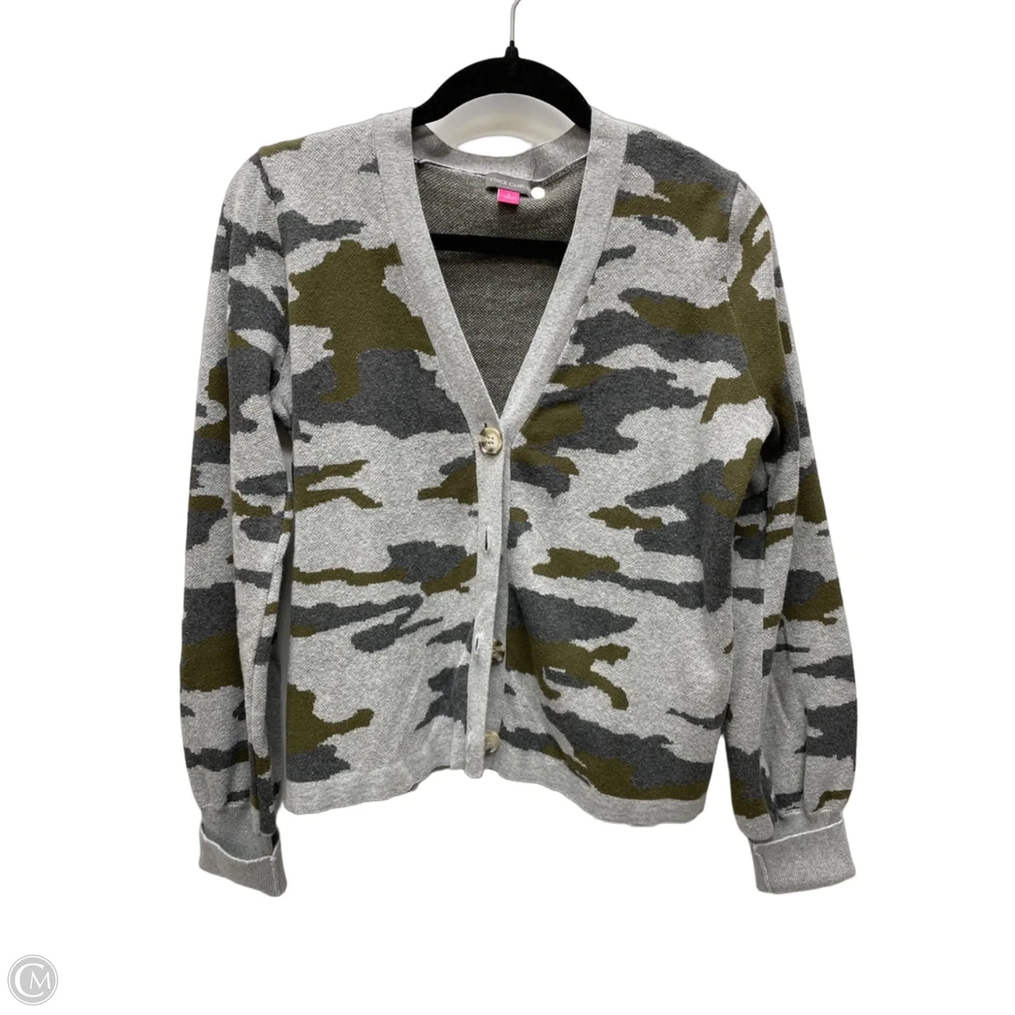 Sweater Cardigan By Vince Camuto In Camouflage Print, Size: S
