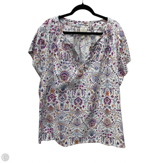 Top Short Sleeve By St Johns Bay In Floral Print, Size: 3x