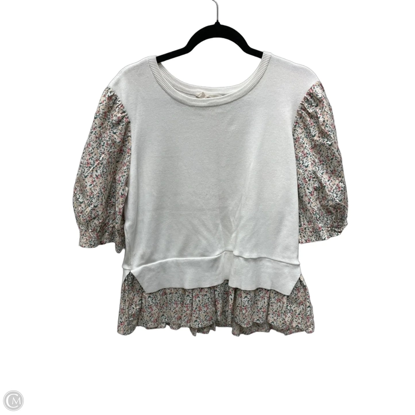 Top Short Sleeve By Anthropologie In Floral Print, Size: L