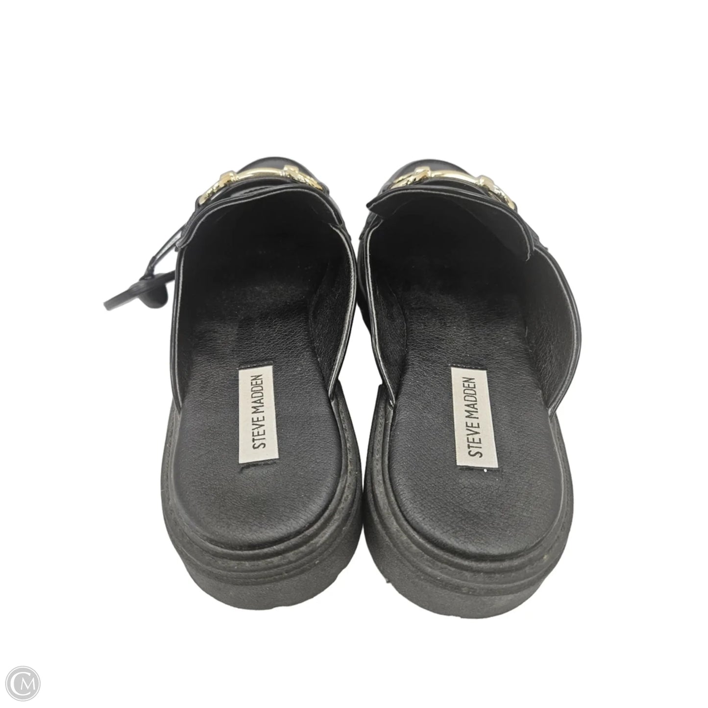 Shoes Heels Block By Steve Madden In Black & Gold, Size: 9