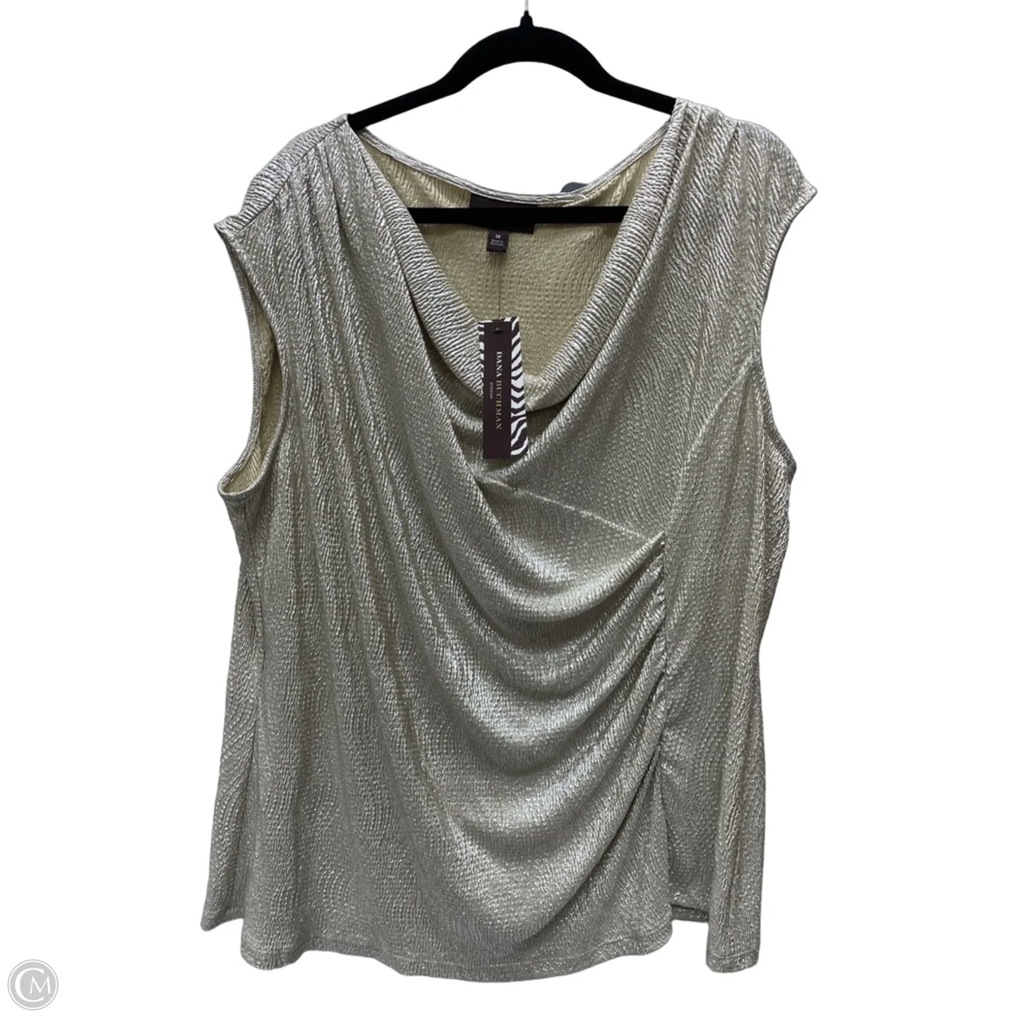Blouse Sleeveless By Dana Buchman In Gold, Size: 2x