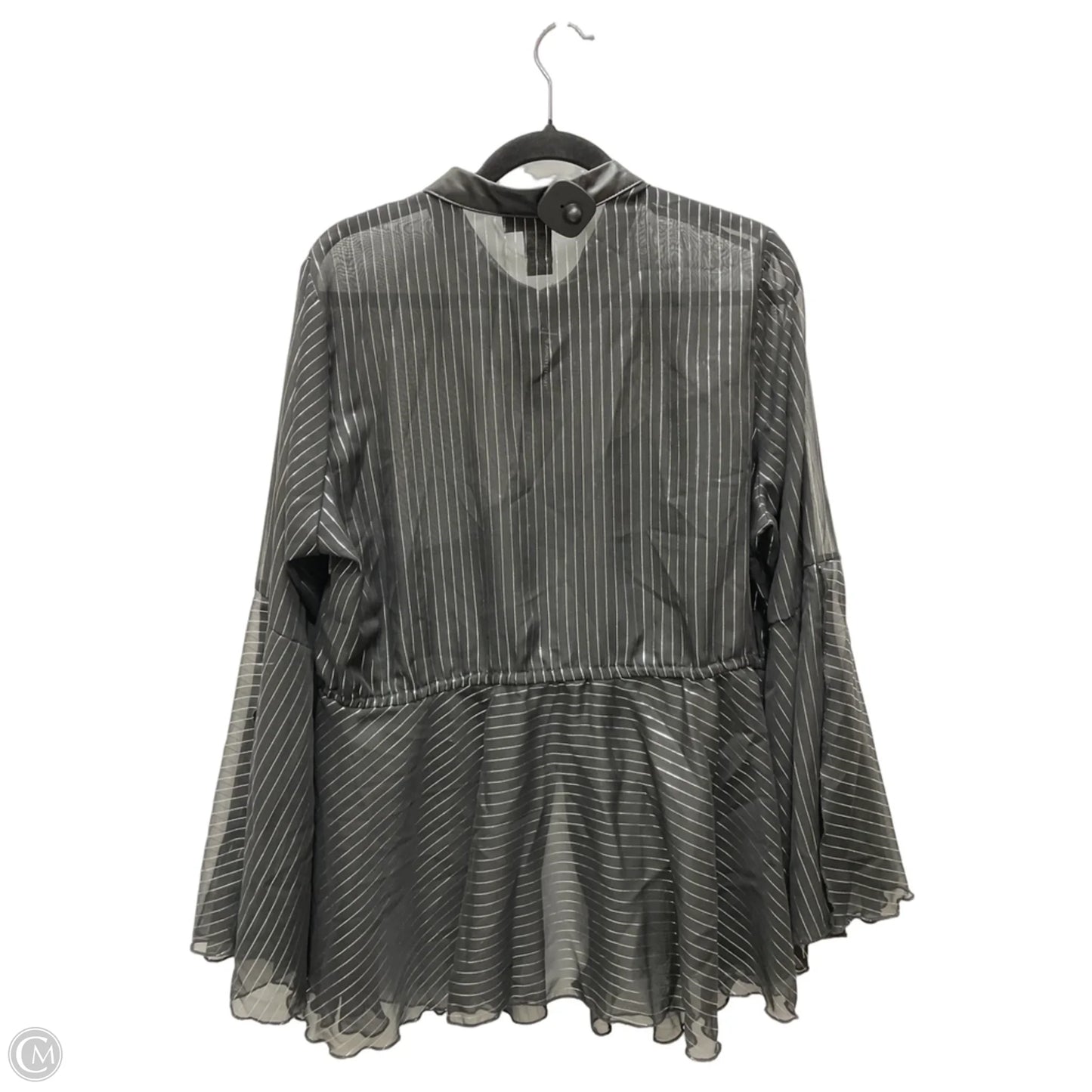 Blouse Long Sleeve By Ashley Stewart In Striped Pattern, Size: L
