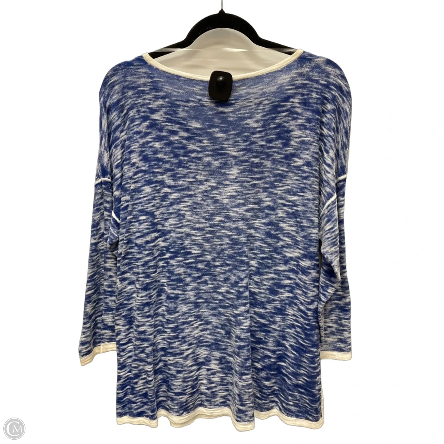 Top 3/4 Sleeve By Chicos In Blue & White, Size: Xl