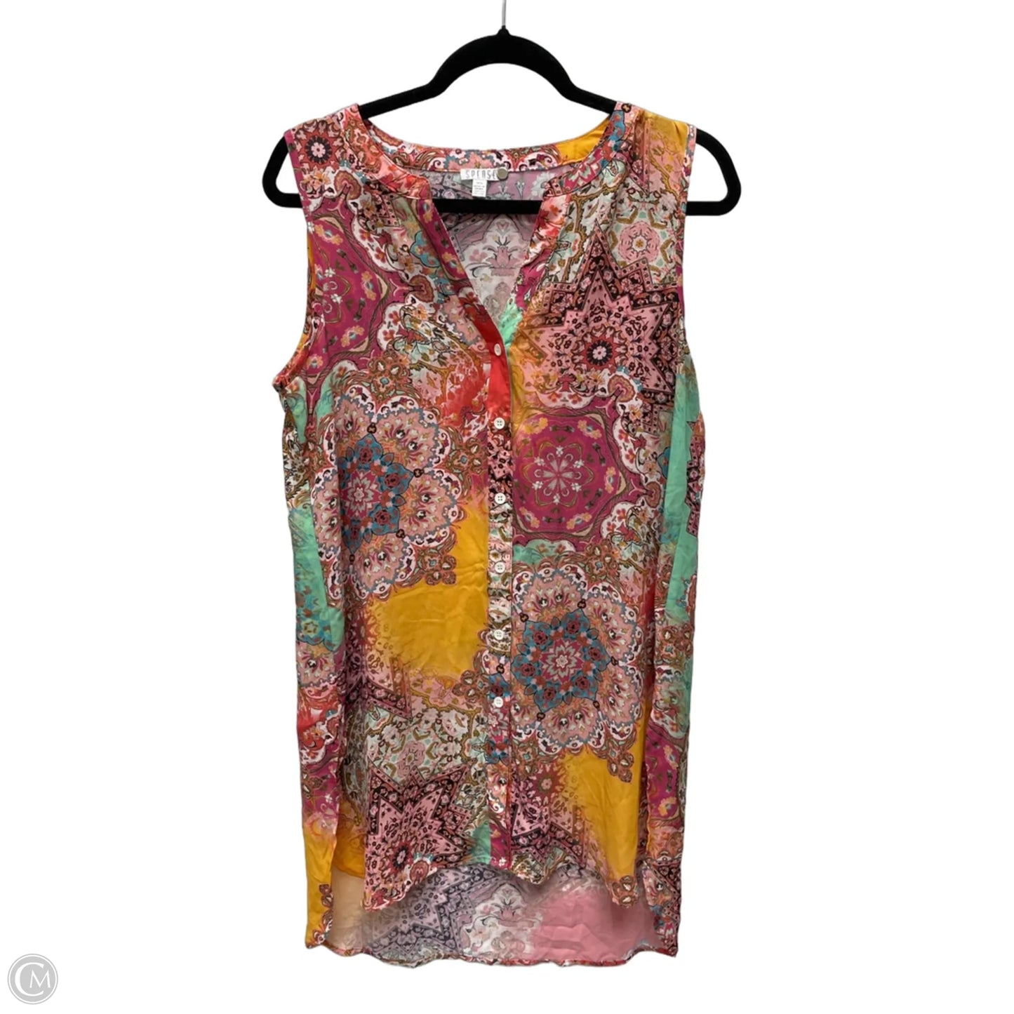 Top Sleeveless By Spense In Geometric Pattern, Size: M