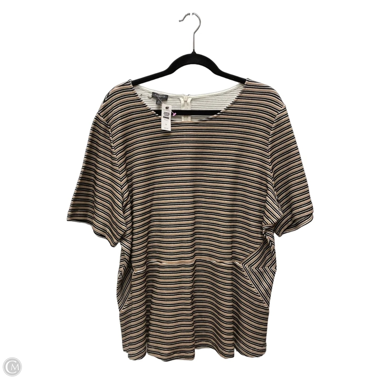 Top Short Sleeve By Talbots In Striped Pattern, Size: 2x