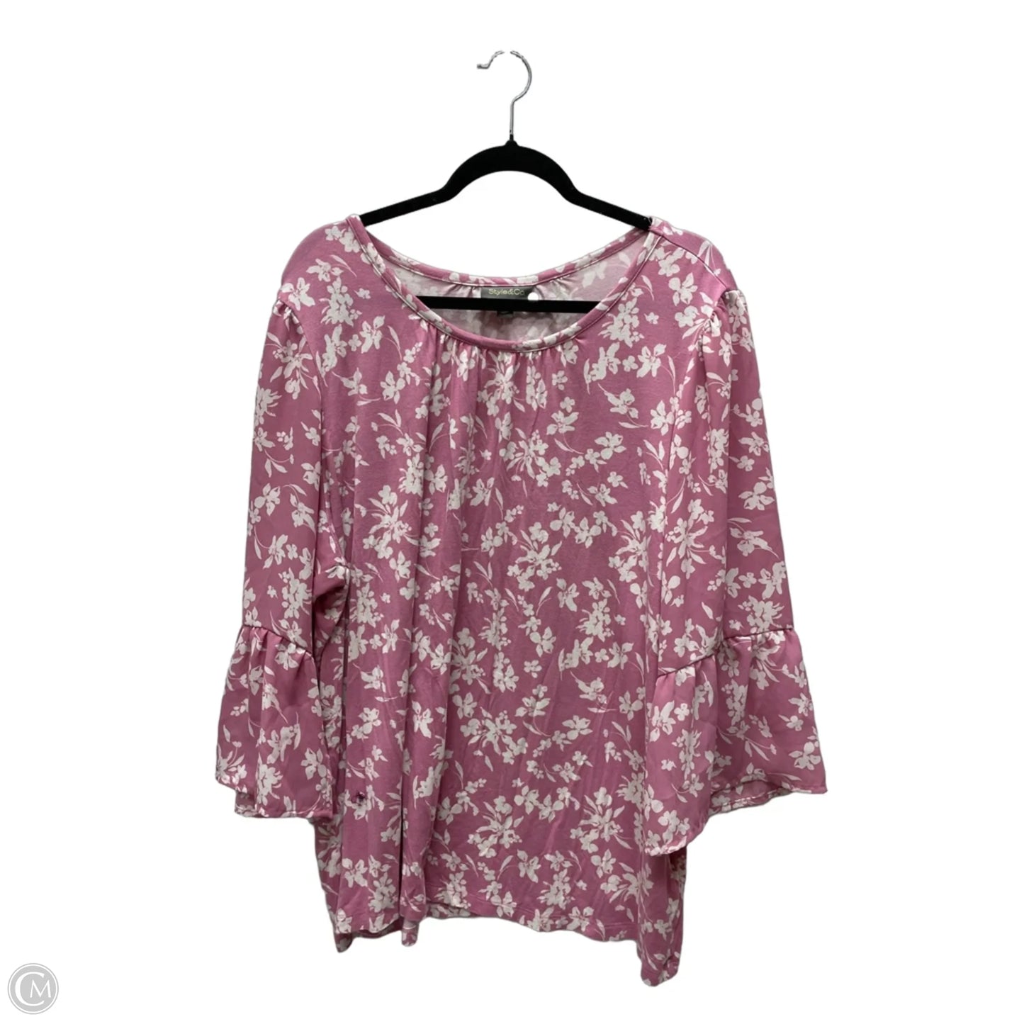 Top 3/4 Sleeve By Style And Company In Floral Print, Size: 3x