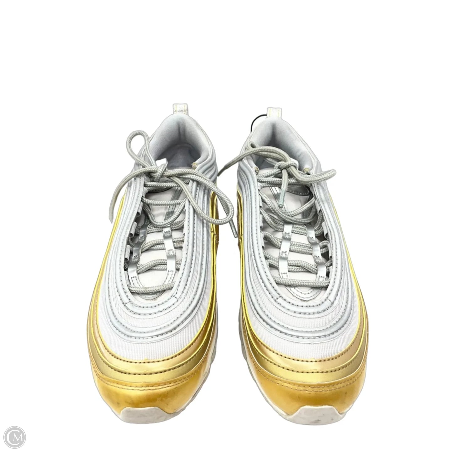Shoes Sneakers By Nike In Gold & Silver, Size: 8