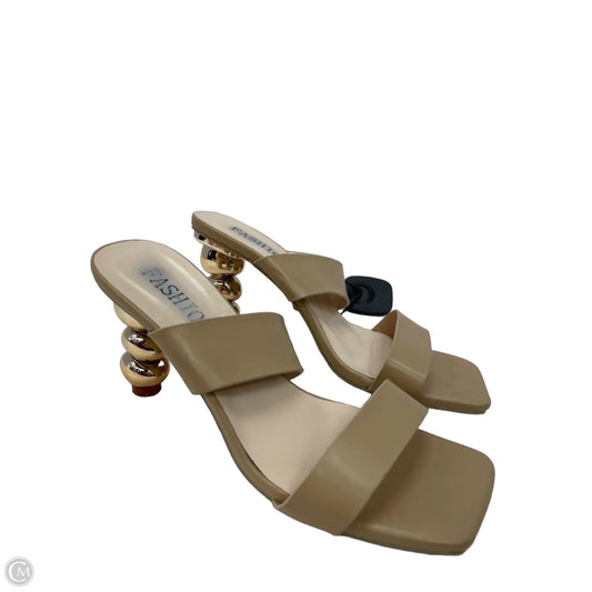 Sandals Heels Block By Clothes Mentor In Tan, Size: 6.5