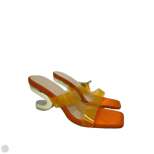 Sandals Heels Block By Cme In Orange, Size: 7.5
