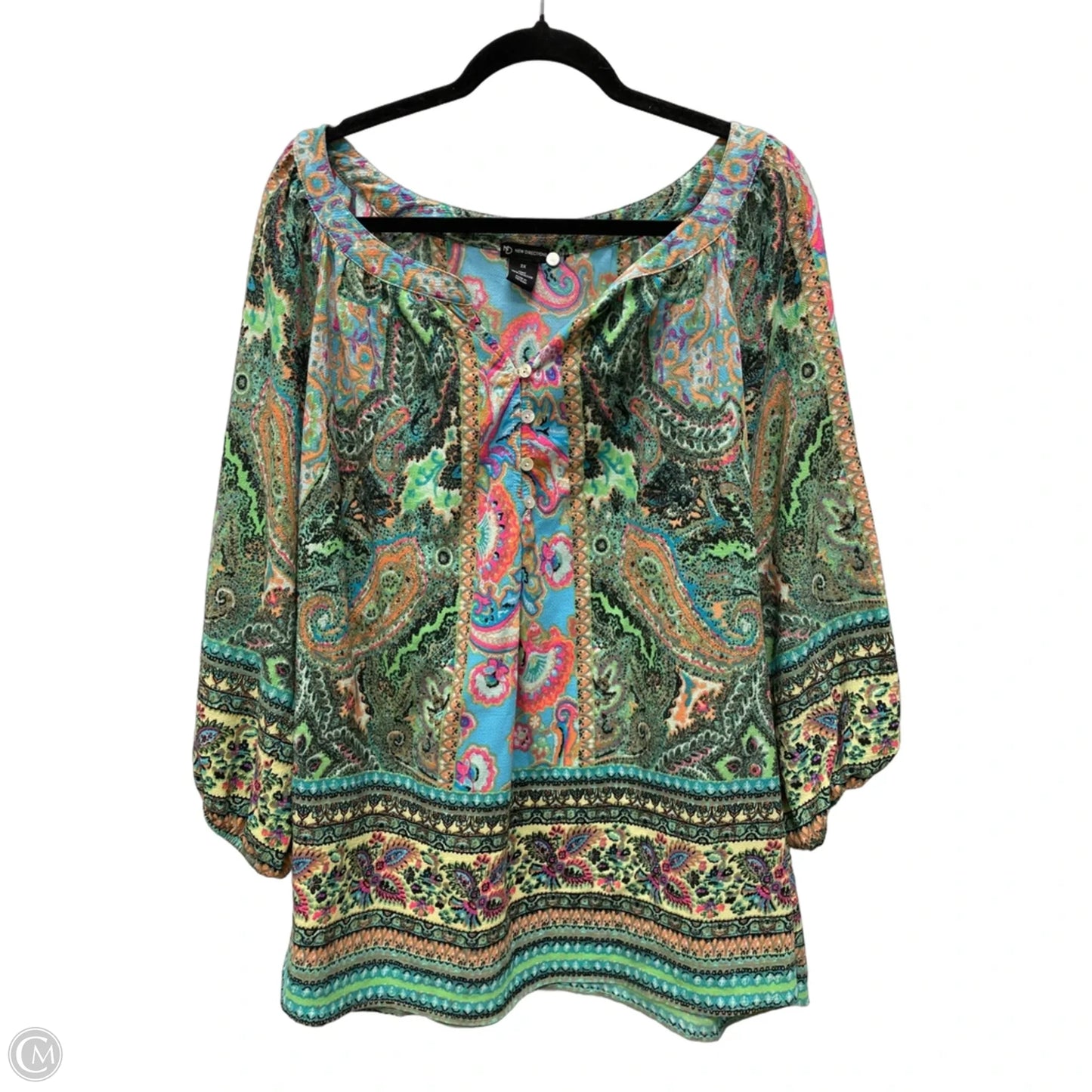 Top Long Sleeve By New Directions In Geometric Pattern, Size: 3x