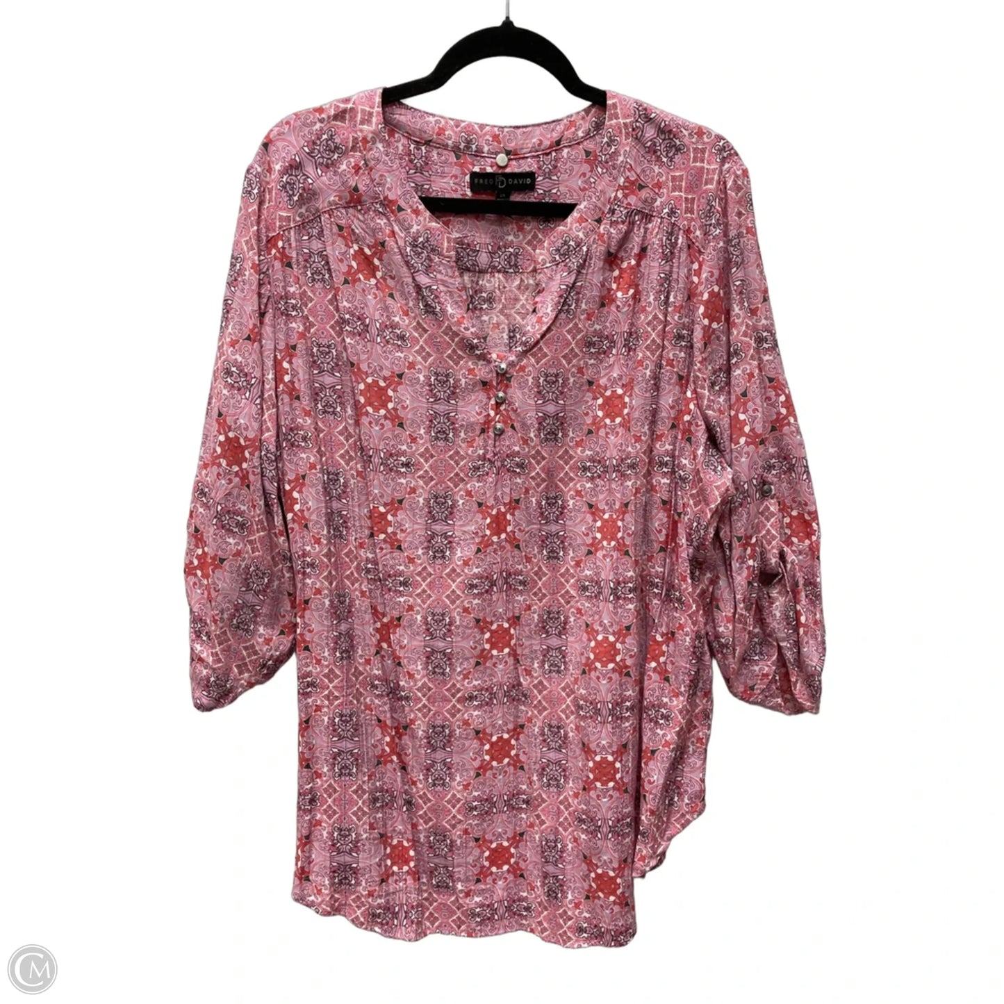 Top Long Sleeve By Fred David In Geometric Pattern, Size: 2x