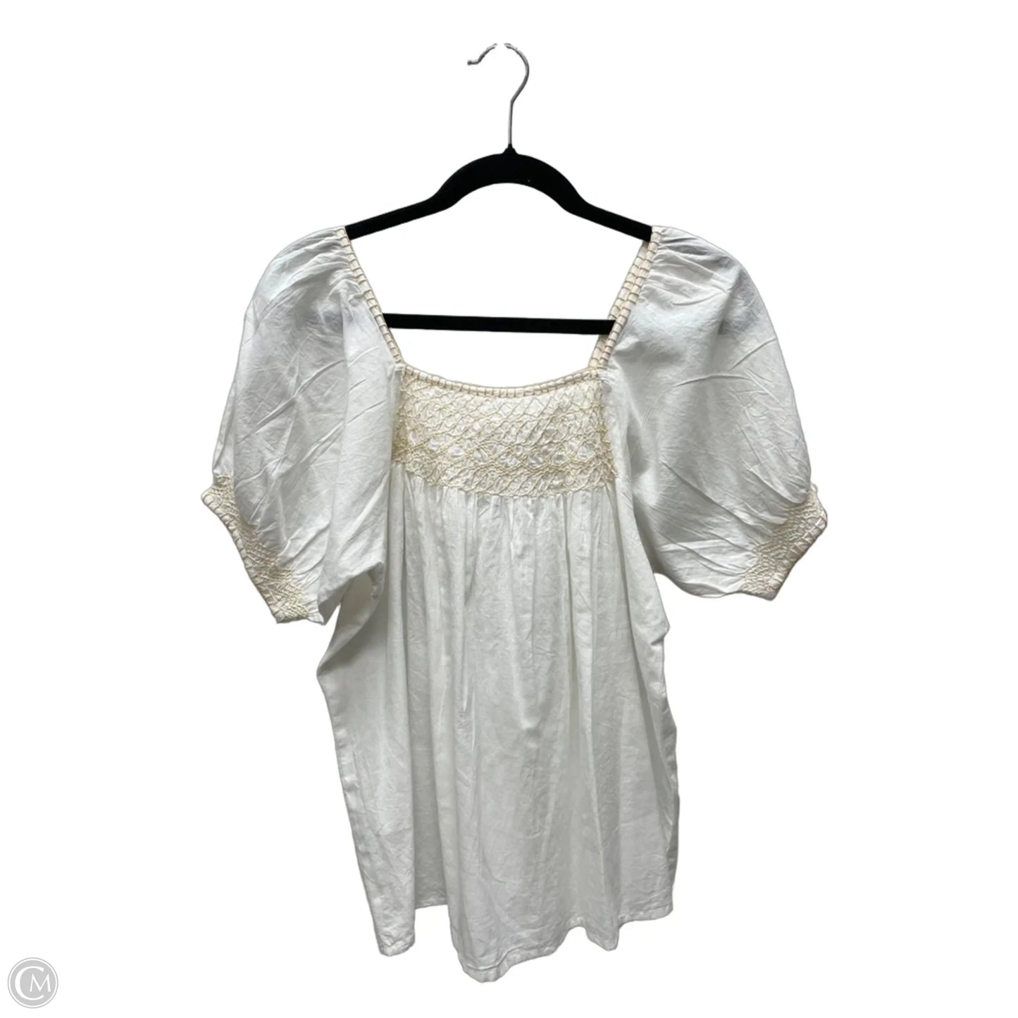 Top Short Sleeve By Solitaire In Tan & White, Size: L