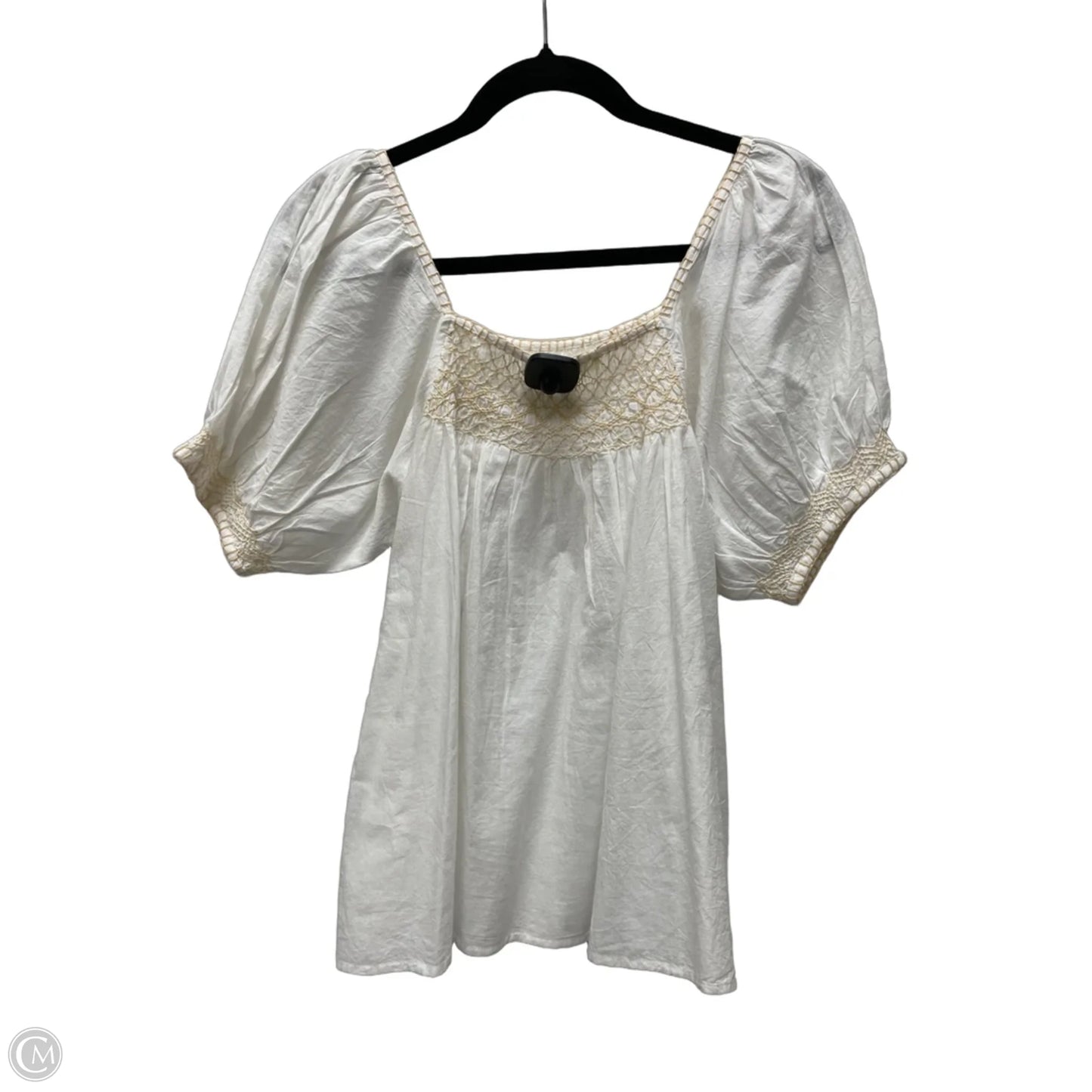 Top Short Sleeve By Solitaire In Tan & White, Size: L