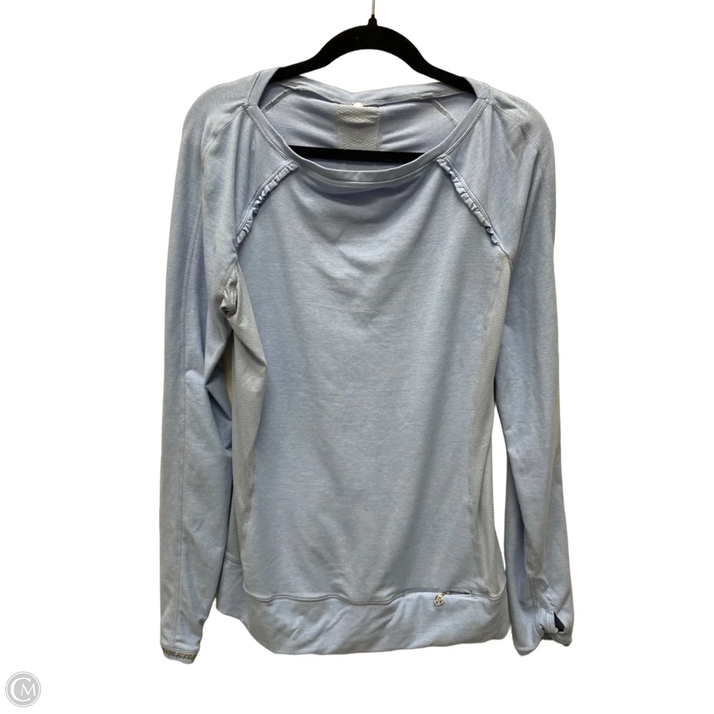 Athletic Top Long Sleeve Collar By Lululemon In Blue & Grey, Size: L