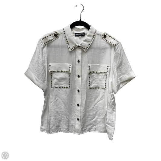 Top Short Sleeve Designer By Karl Lagerfeld In White, Size: M