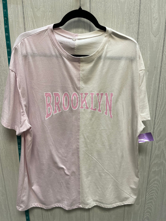 Cream & Pink Top Short Sleeve Grayson Threads, Size M