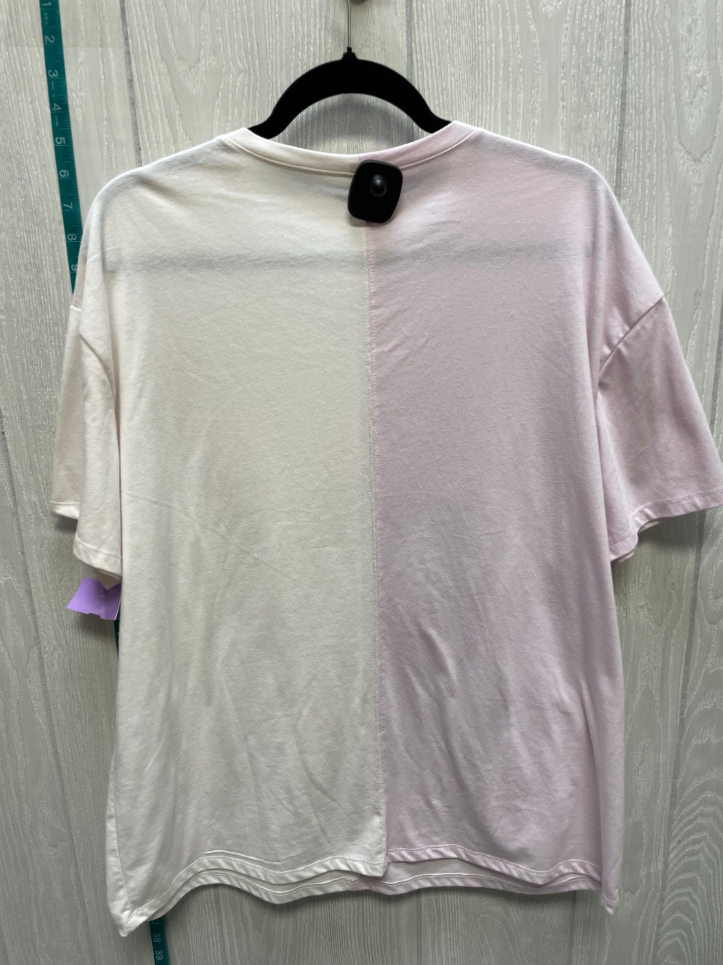 Cream & Pink Top Short Sleeve Grayson Threads, Size M