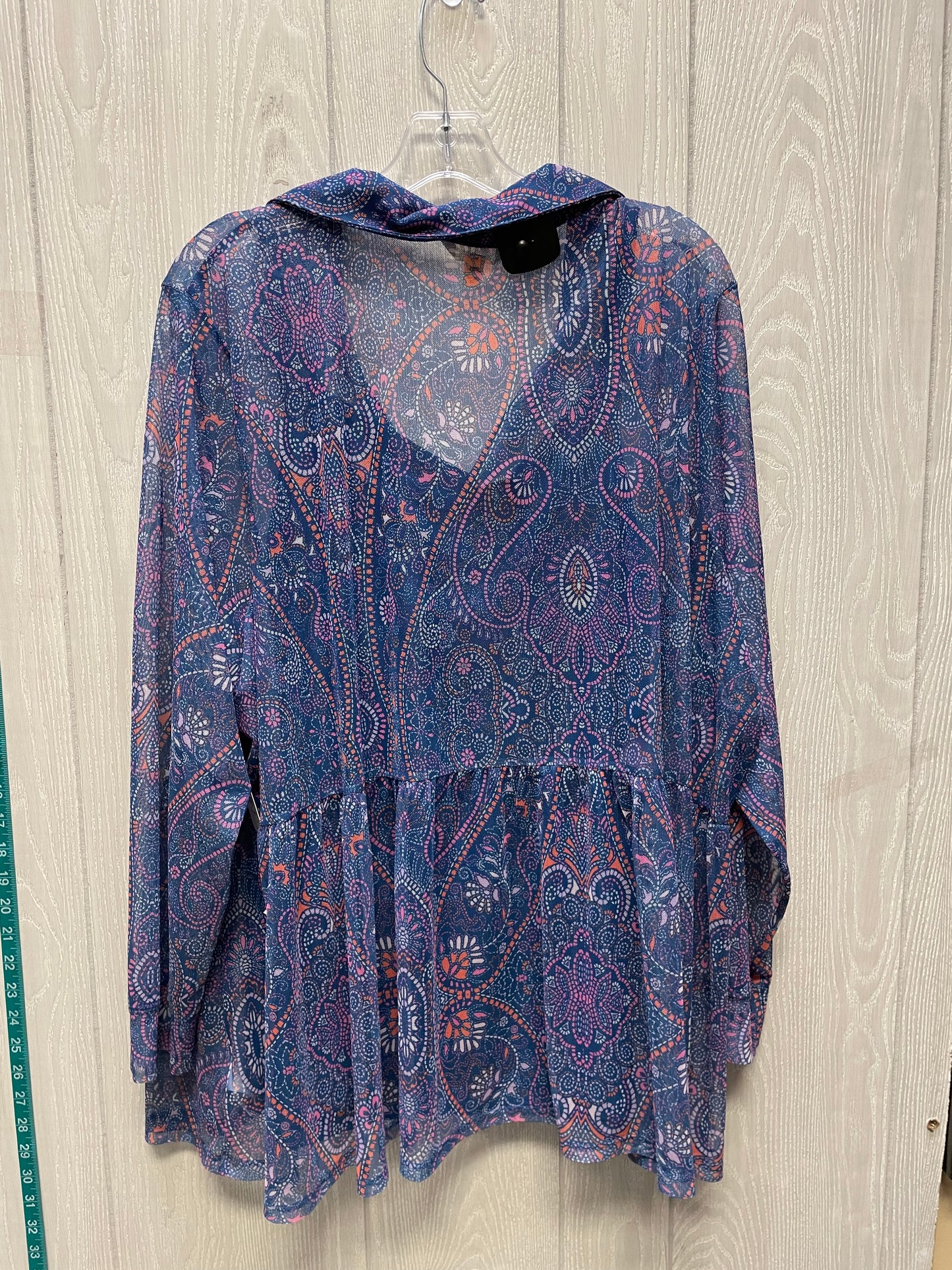 Top Long Sleeve By Terra & Sky In Blue & Purple, Size: 3x