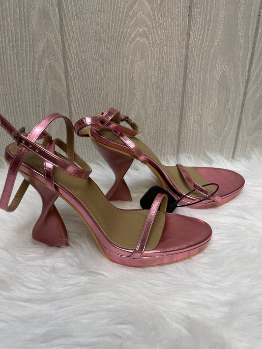 Pink Sandals Heels Block Lemonade, Size 7.5