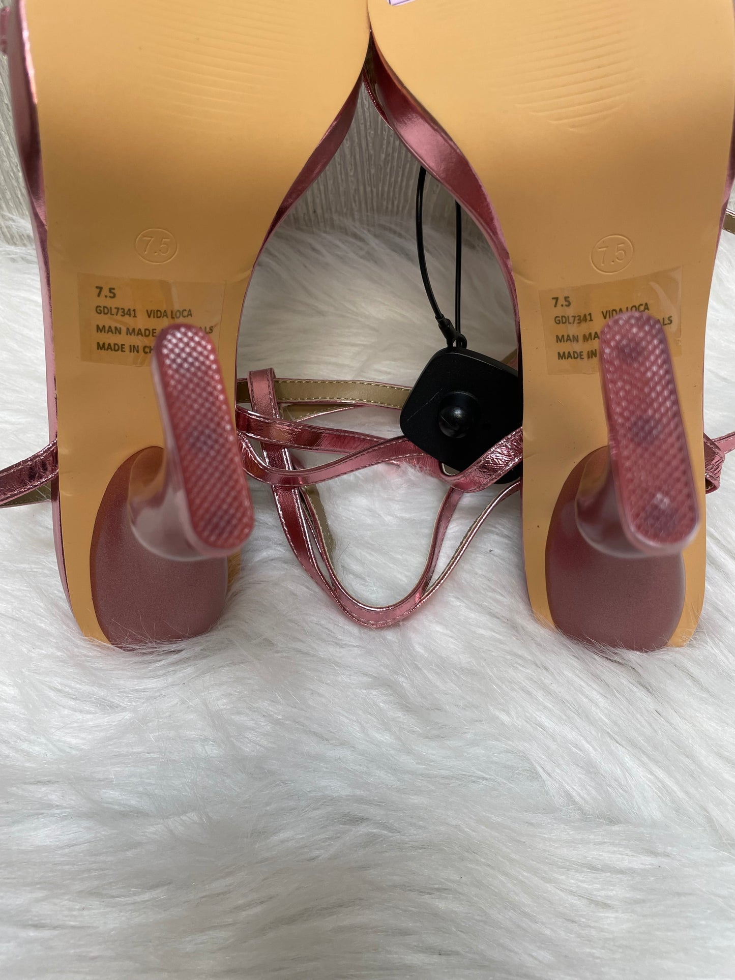 Pink Sandals Heels Block Lemonade, Size 7.5