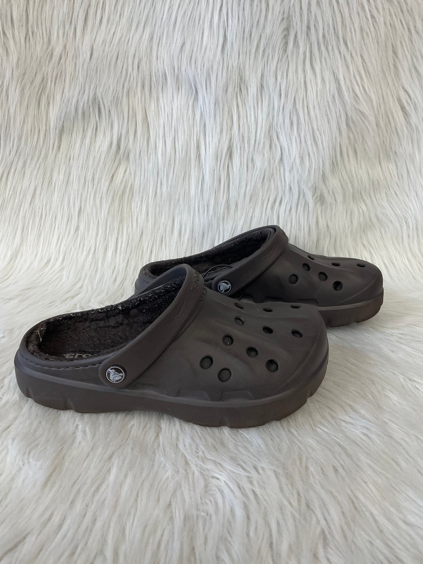 Shoes Heels Wedge By Crocs In Brown, Size: 10