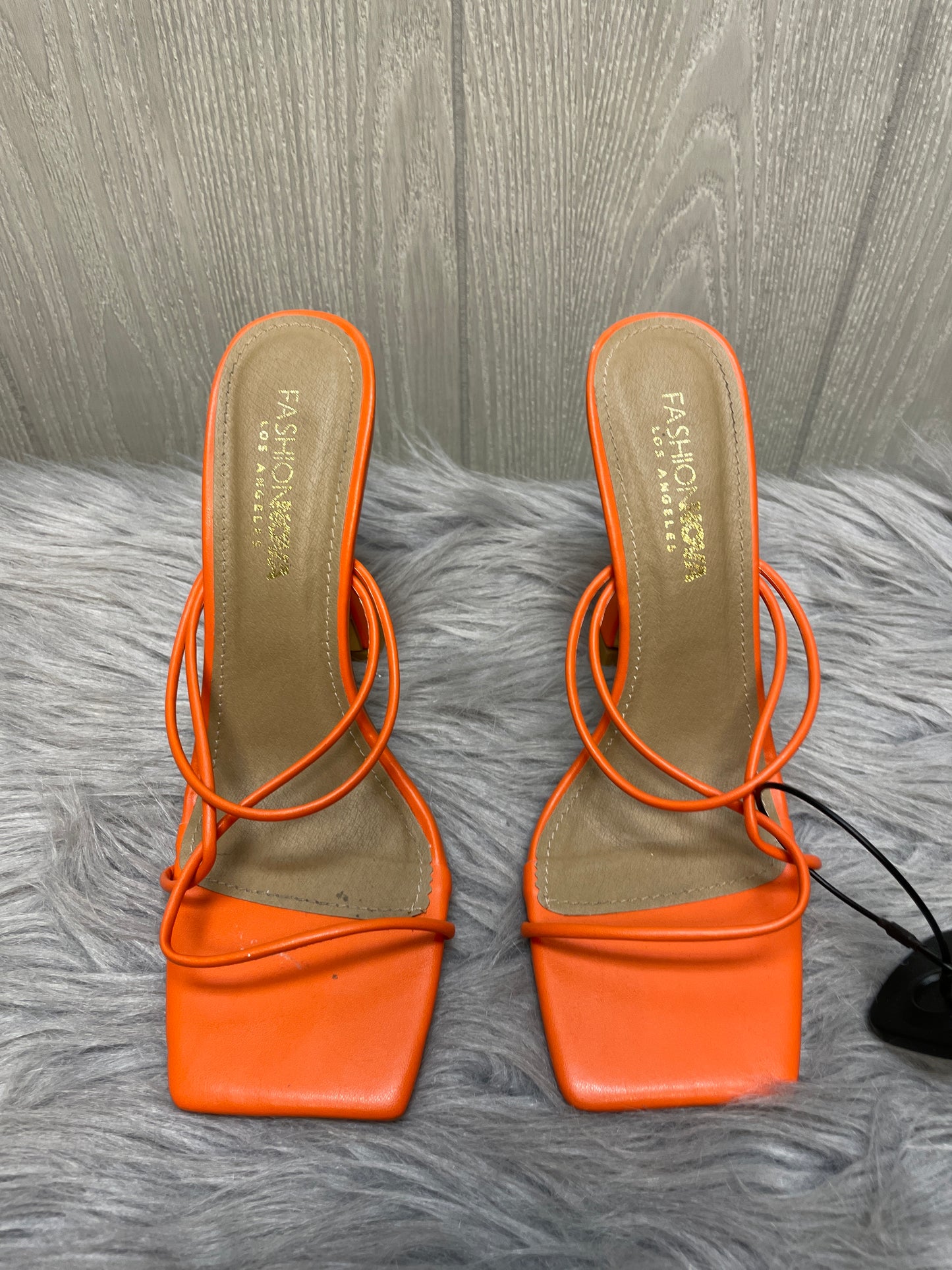 Sandals Heels Stiletto By Fashion Nova In Orange, Size: 7