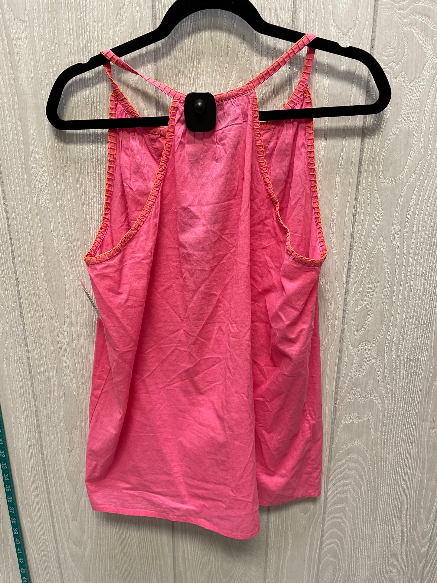 Top Sleeveless By MADISON MATHEWS  In Orange & Pink, Size: L