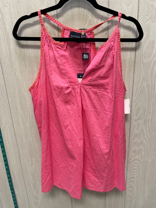 Top Sleeveless By MADISON MATHEWS  In Orange & Pink, Size: L