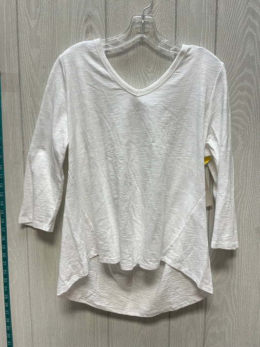 Top 3/4 Sleeve By Chicos In White, Size: L